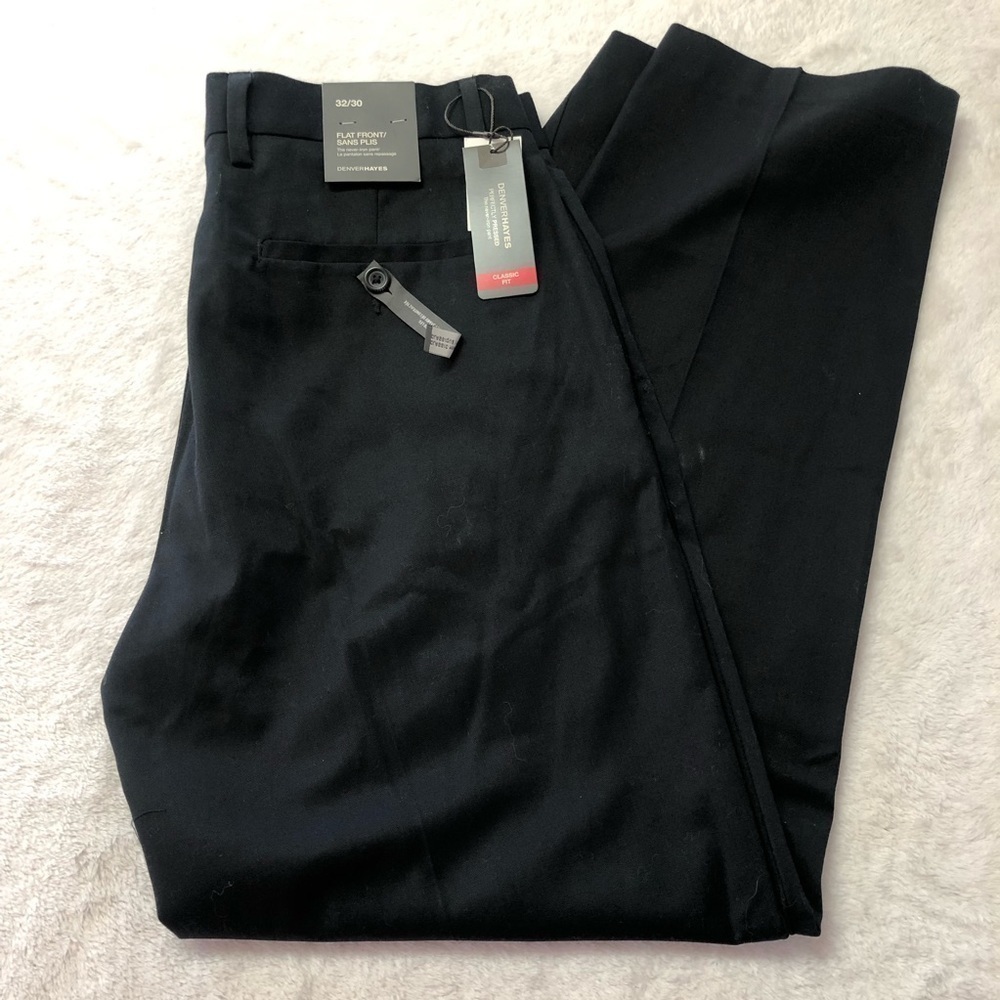 NWT Denver Hayes Classic Fit Never Iron Black Pants 32